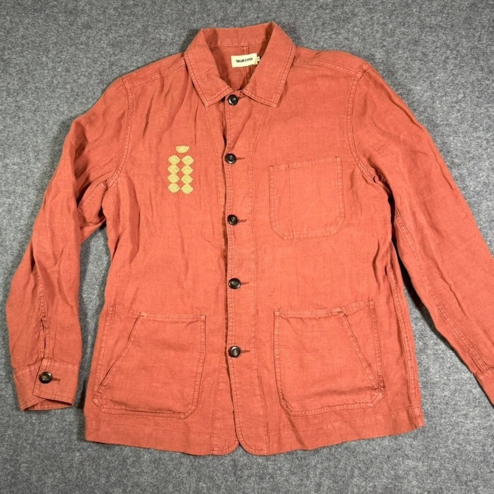 Taylor Stitch Ojai Jacket Rust Hemp Sun Embroidered Chore Coat Mens 40 Medium
